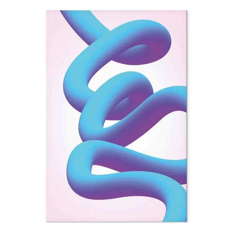 Formación abstracta - línea sinuosa azul y morada sobre fondo pastel