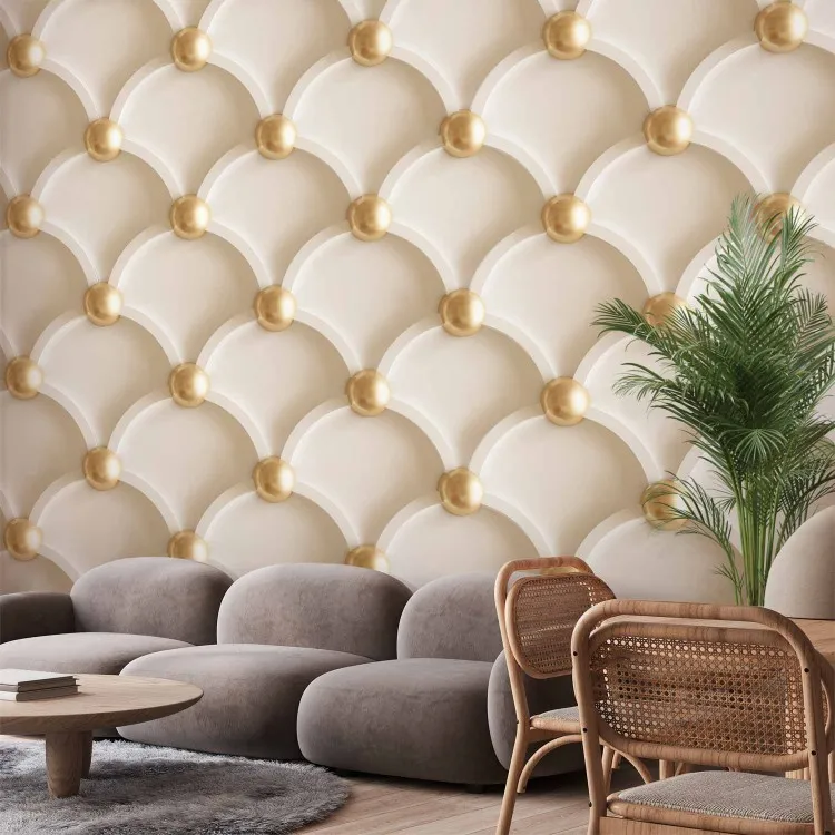 Perfecta armonía - diseño beige acolchado con adornos dorados
